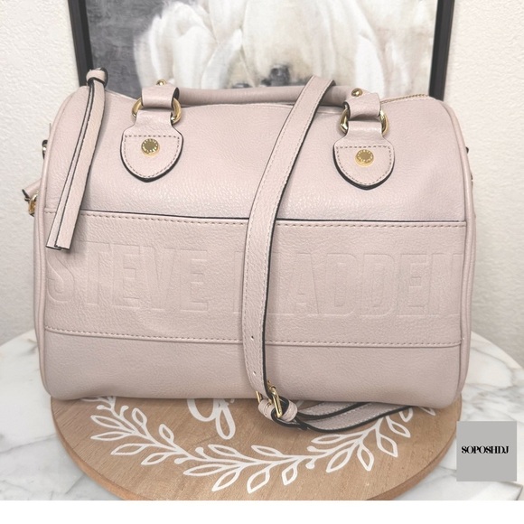 Steve Madden cool tone cream Satchel with Double Handles and logo on the front - Picture 1 of 8